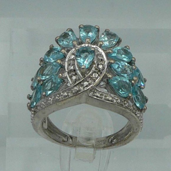 Sz 5 Genuine Madagascar Paraiba Apatite (Pear) Ring NWOT - Picture 1 of 4